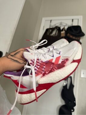 adidas Women's White Running Shoes with Pink & Purple Accents